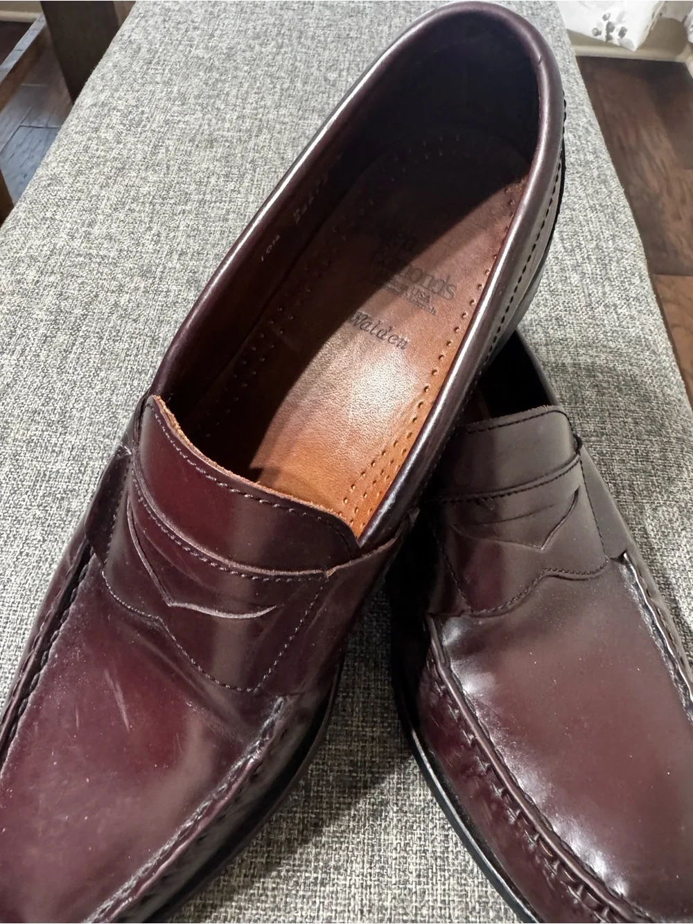 Men's Allen Edmonds Burgundy Leather Slip-On Loafers